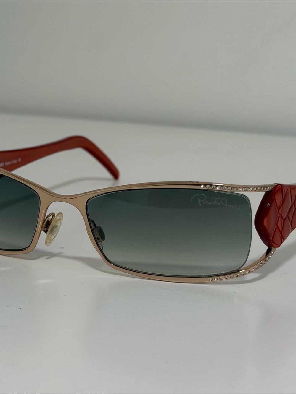 Roberto Cavalli Red and Gold Women's Sunglasses with Crystal Accents